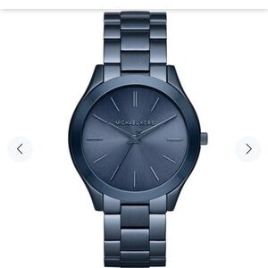 MK slim dark navy slim runway watch